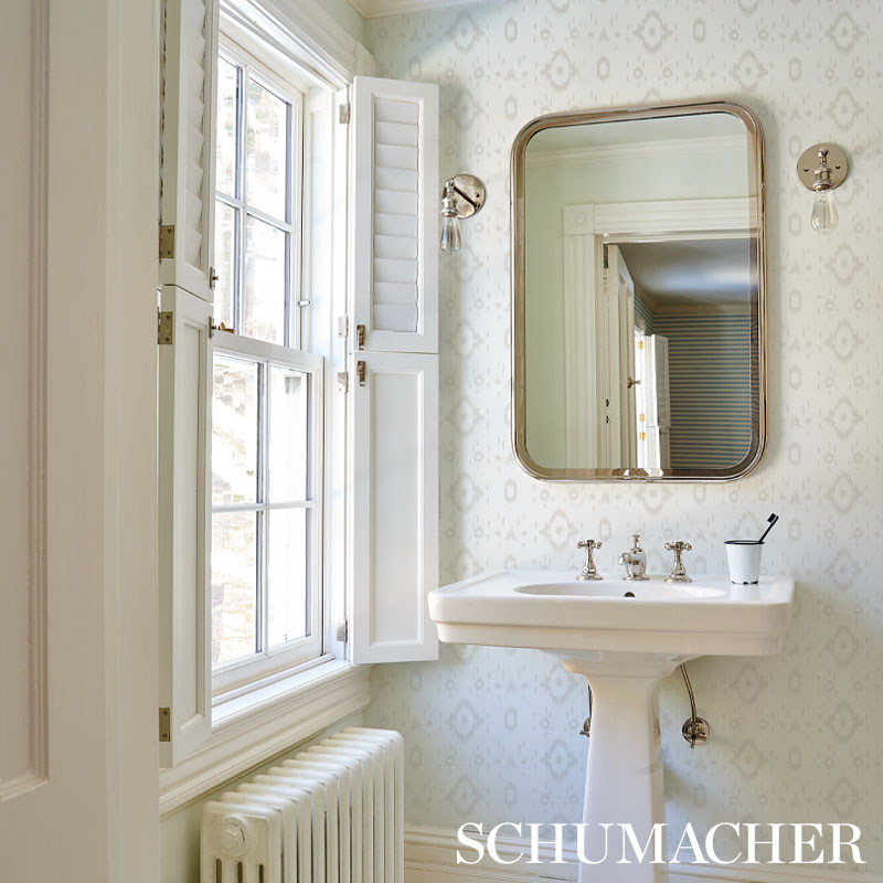 Schumacher Tabitha Soft Grey Wallpaper - Eade's Wallpaper