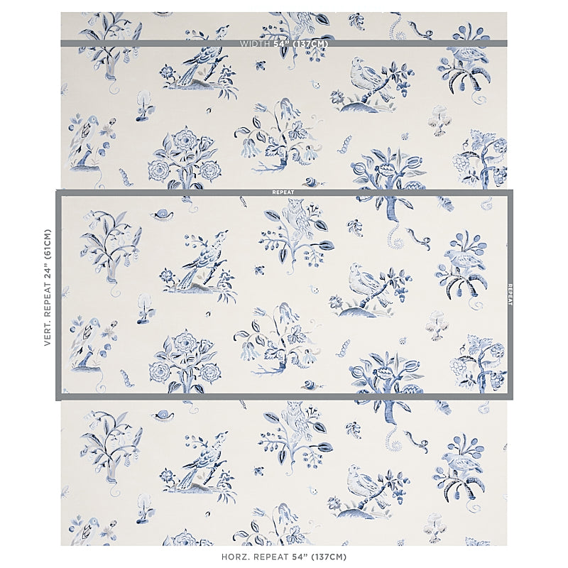 Schumacher Magical Menagerie Blues Wallpaper - Eade's Wallpaper