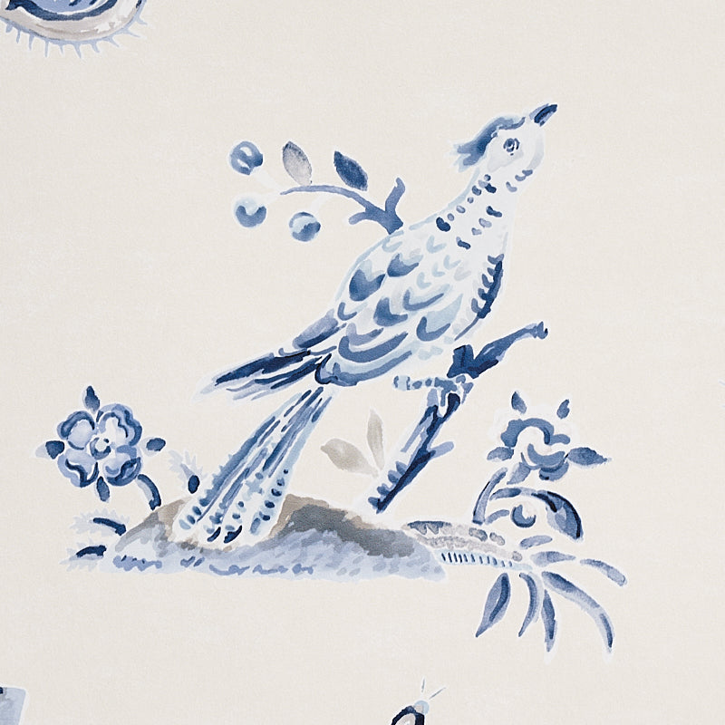 Schumacher Magical Menagerie Blues Wallpaper - Eade's Wallpaper