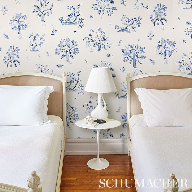 Schumacher Magical Menagerie Blues Wallpaper - Eade's Wallpaper