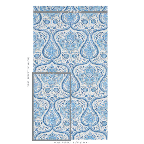 Schumacher Paisley Court Blue Wallpaper - Eade's Wallpaper