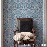 Schumacher Paisley Court Blue Wallpaper - Eade's Wallpaper