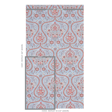 Schumacher Paisley Court Chambray Wallpaper - Eade's Wallpaper