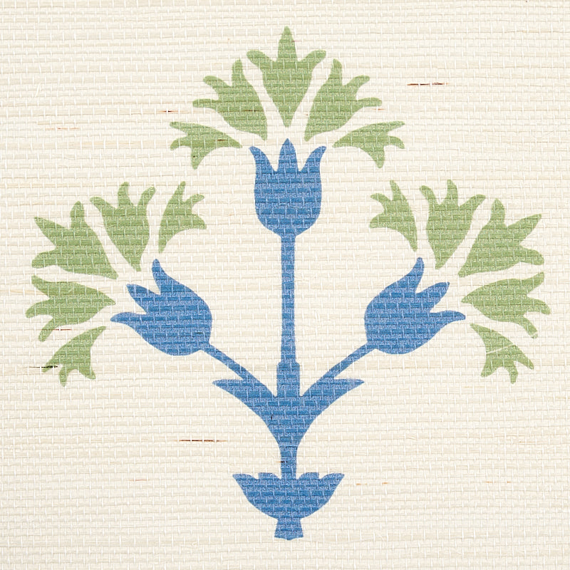 Schumacher Chamba Crown Sisal Green Wallpaper