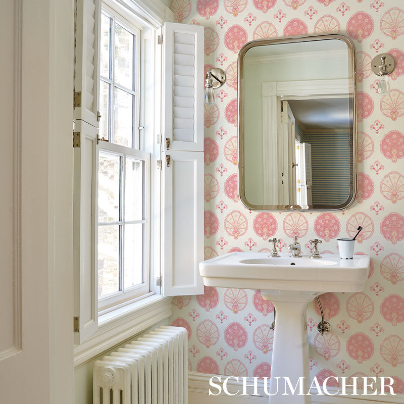 Schumacher Chamba Crown Sisal Pink Wallpaper