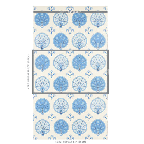 Schumacher Chamba Crown Sisal Blue Wallpaper