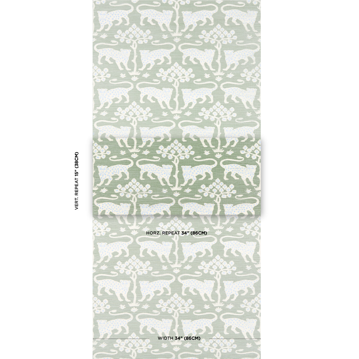 Schumacher Woodland Leopard Sisal Seaglass Wallpaper