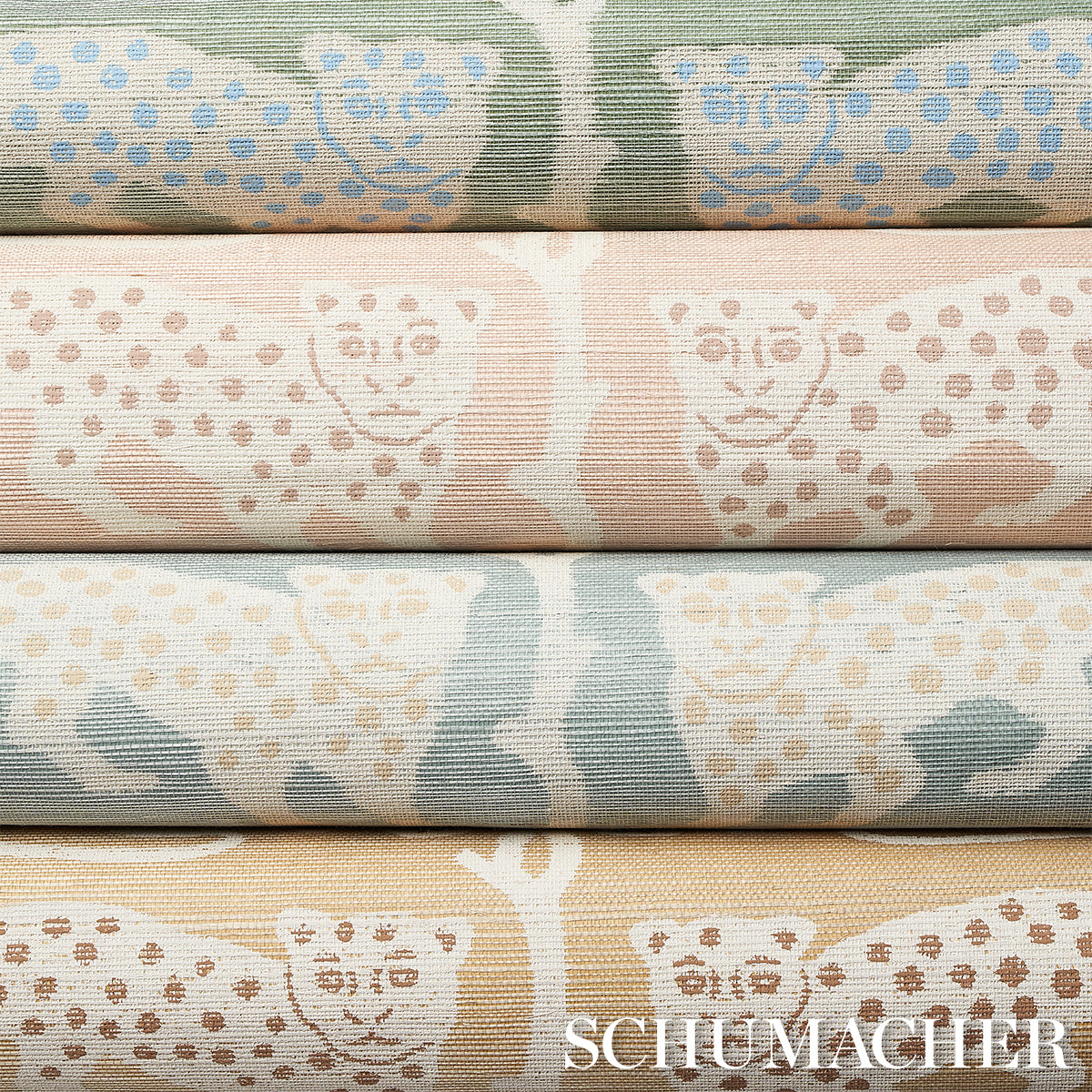 Schumacher Woodland Leopard Sisal Seaglass Wallpaper