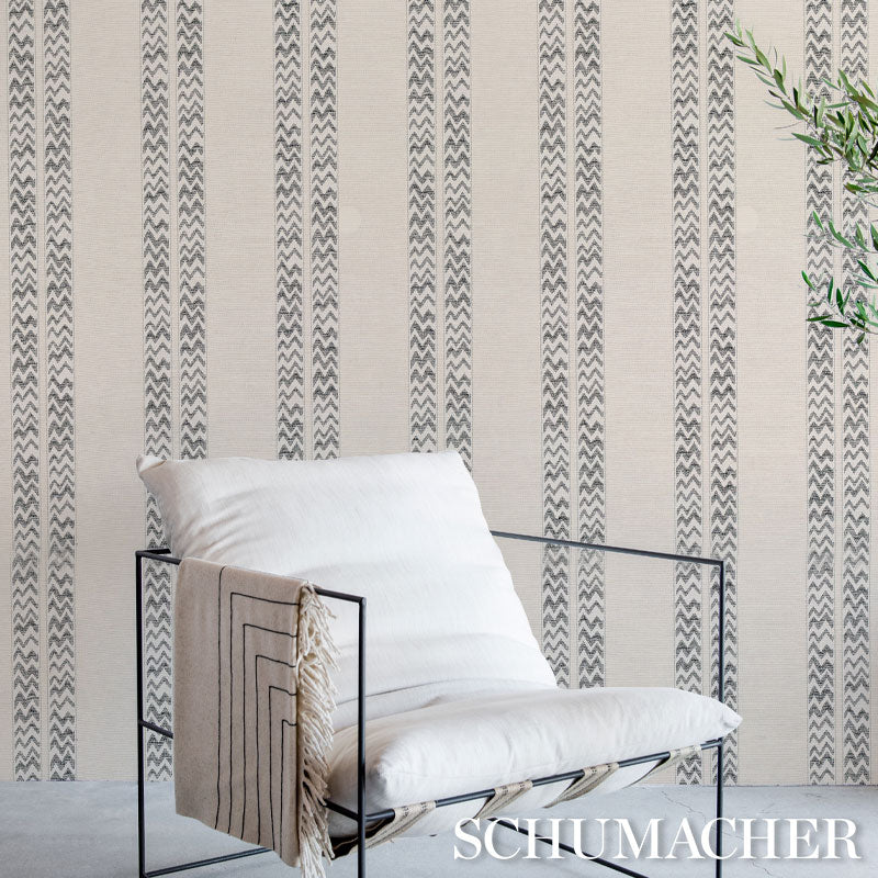 Schumacher Kudu Stripe Black Wallpaper - Eade's Wallpaper