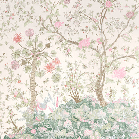 Schumacher Amaltas Panel Set Green & Pink Wallpaper