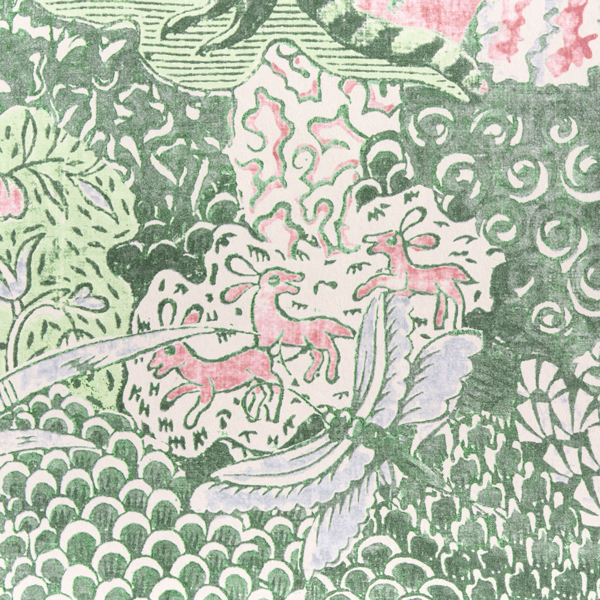 Schumacher Amaltas Panel Set Green & Pink Wallpaper