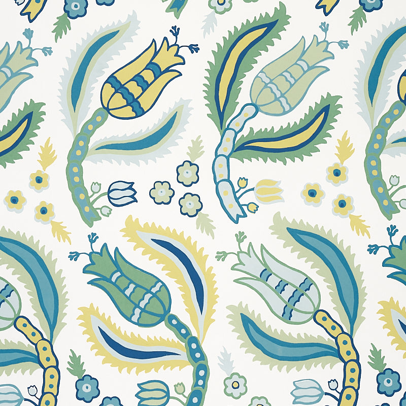 Schumacher Malabar Vine Peacock Wallpaper - Eade's Wallpaper