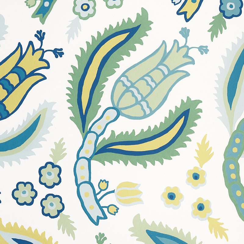 Schumacher Malabar Vine Peacock Wallpaper - Eade's Wallpaper