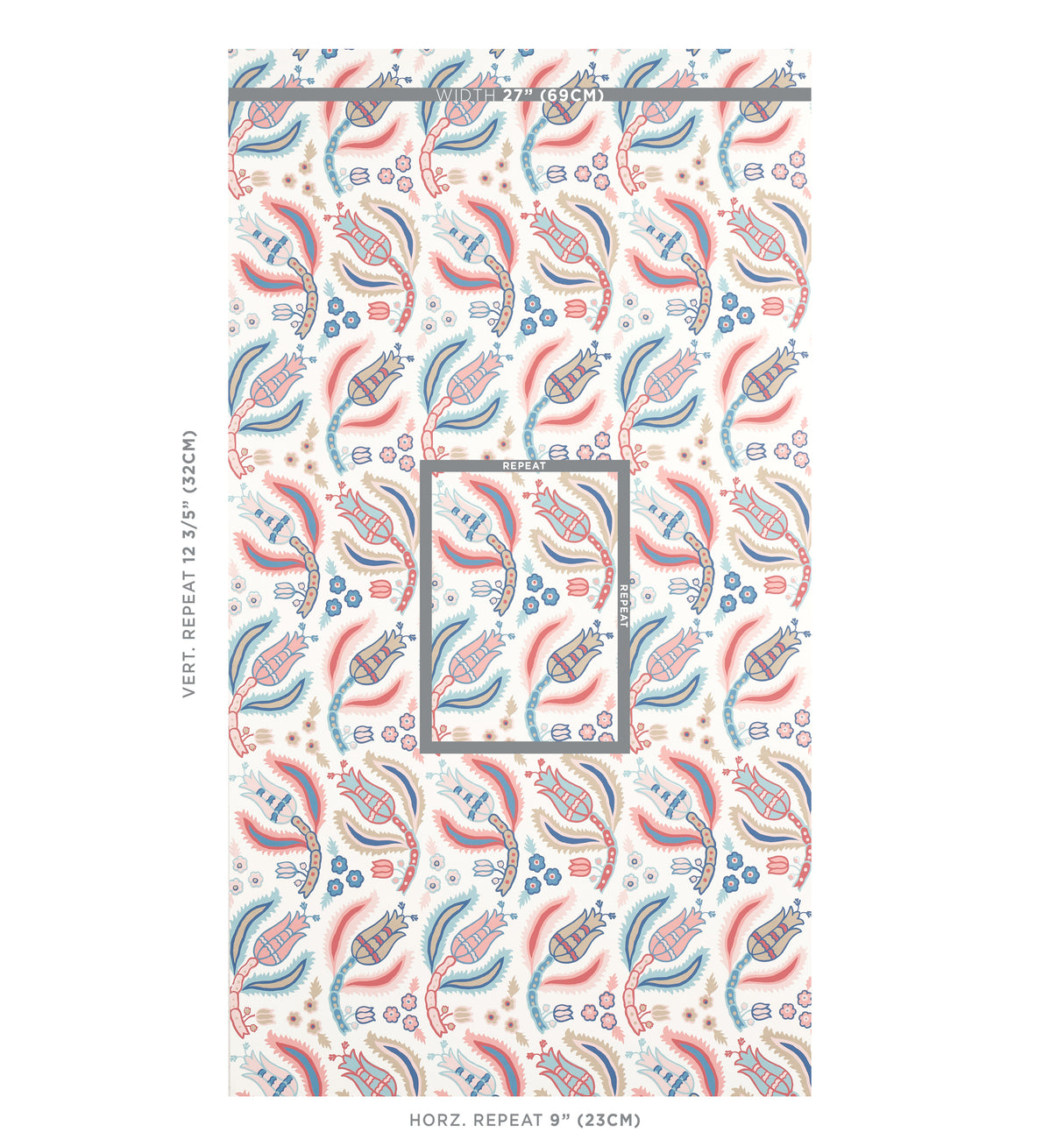 Schumacher Malabar Vine Rose & Delft Wallpaper - Eade's Wallpaper