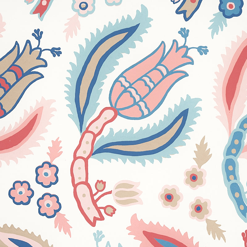 Schumacher Malabar Vine Rose & Delft Wallpaper - Eade's Wallpaper