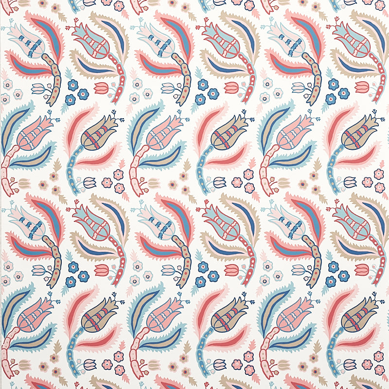 Schumacher Malabar Vine Rose & Delft Wallpaper - Eade's Wallpaper