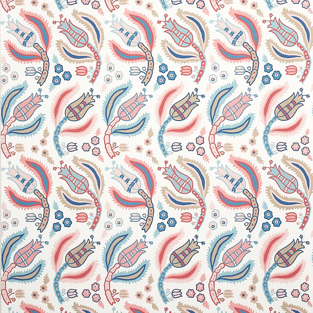 Schumacher Malabar Vine Rose & Delft Wallpaper - Eade's Wallpaper