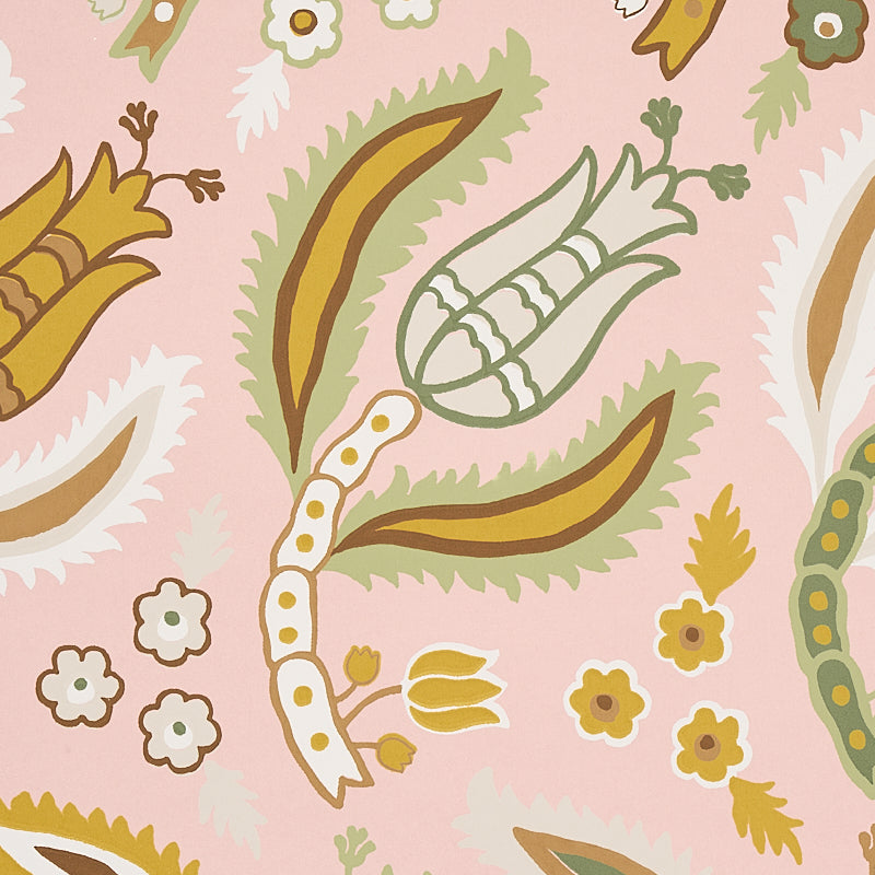 Schumacher Malabar Vine Blush Wallpaper - Eade's Wallpaper