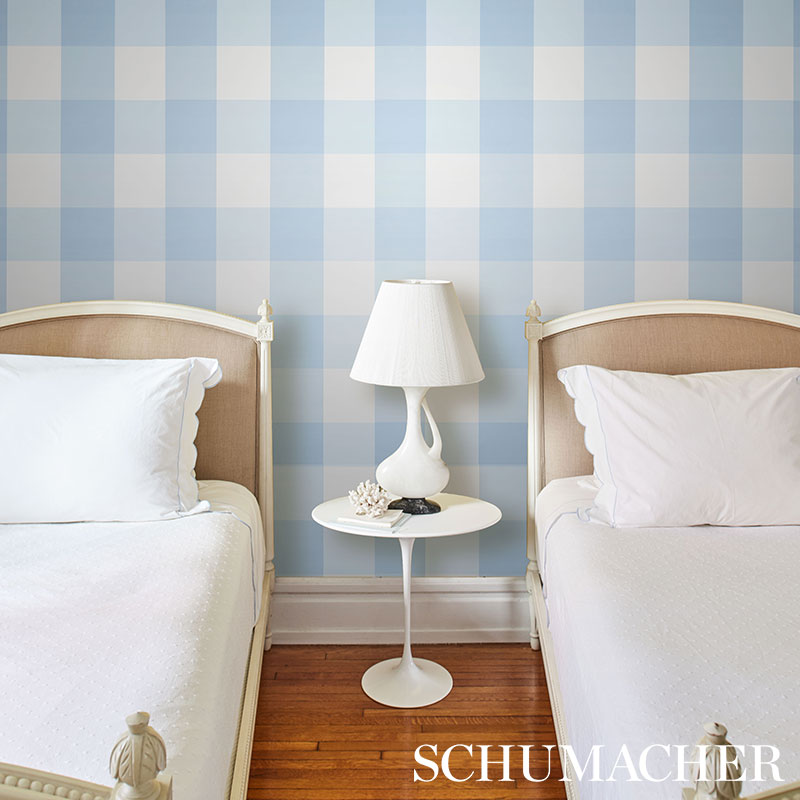 Schumacher Willa Check Large Chambray Wallpaper