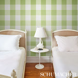 Schumacher Willa Check Large Leaf Wallpaper