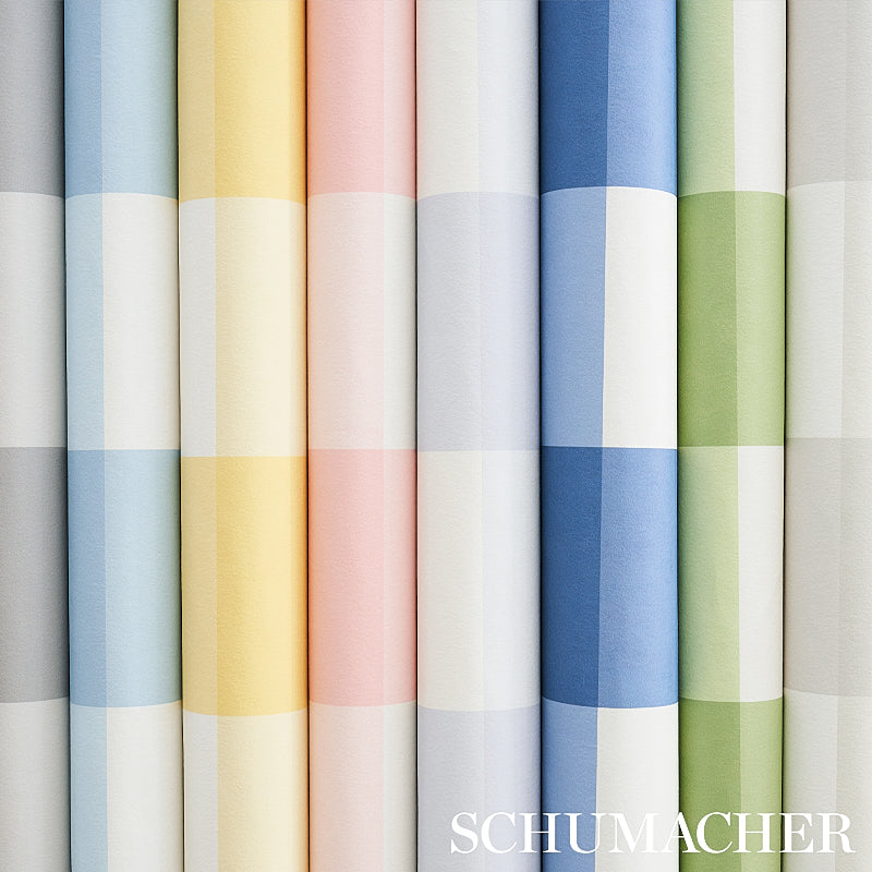 Schumacher Willa Check Large Seaglass Wallpaper