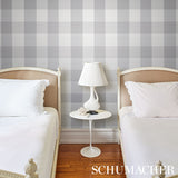 Schumacher Willa Check Large Grey Wallpaper