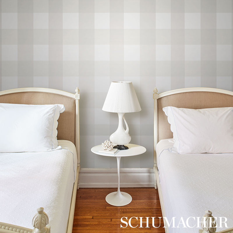 Schumacher Willa Check Large Birch Wallpaper