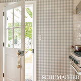 Schumacher Willa Check Small Grey Wallpaper