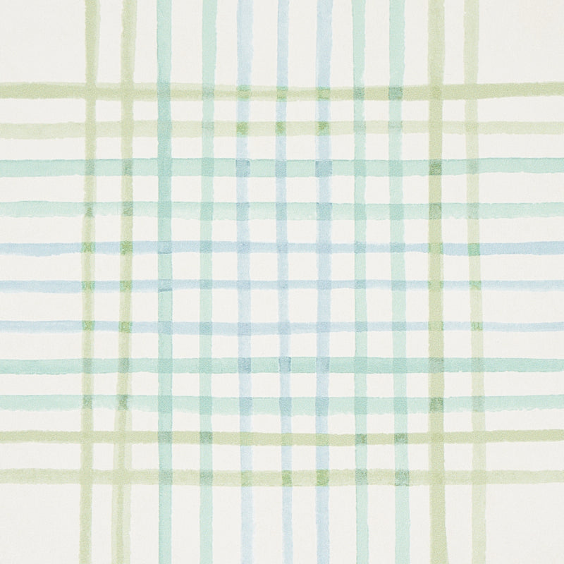Schumacher Minerva Plaid Peacock Wallpaper