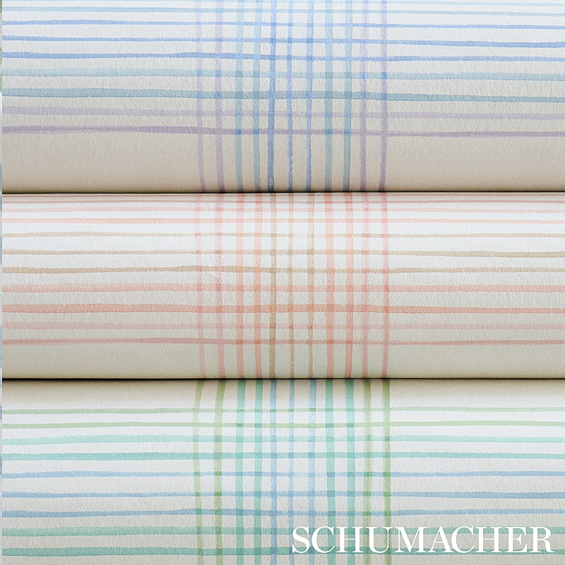 Schumacher Minerva Plaid Peacock Wallpaper