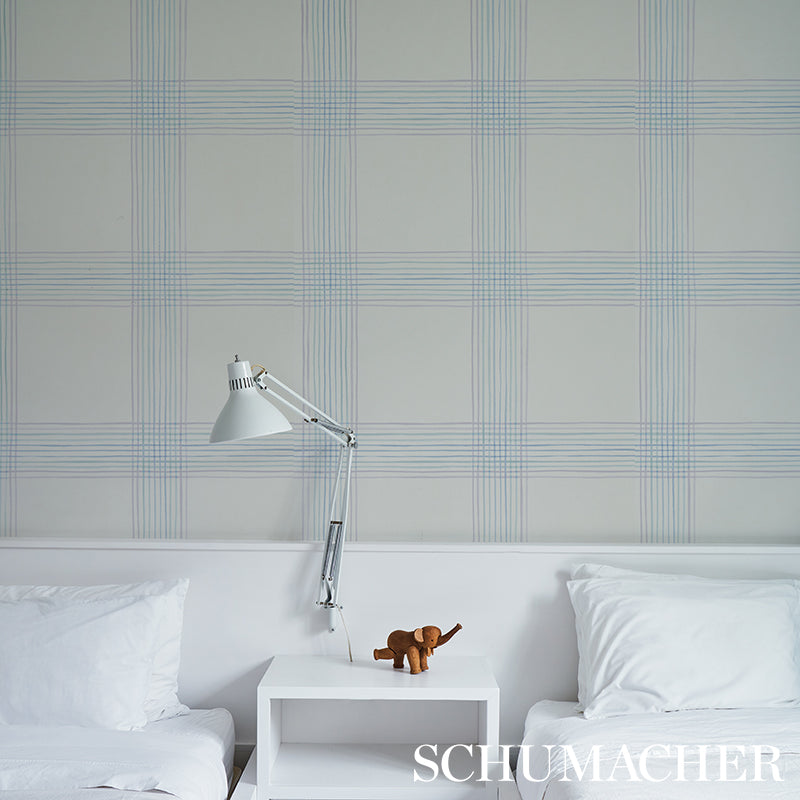 Schumacher Minerva Plaid Hyacinth Wallpaper - Eade's Wallpaper