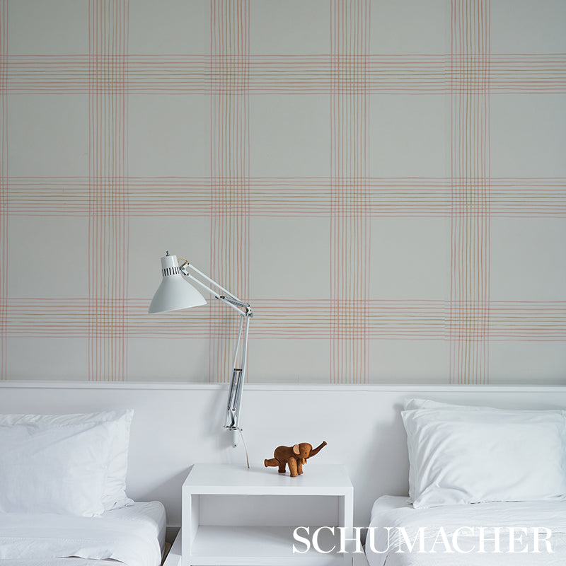 Schumacher Minerva Plaid Pink Wallpaper - Eade's Wallpaper
