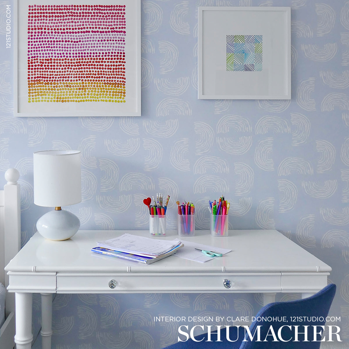 Schumacher Quansoo Ivory On Sky Wallpaper - Eade's Wallpaper