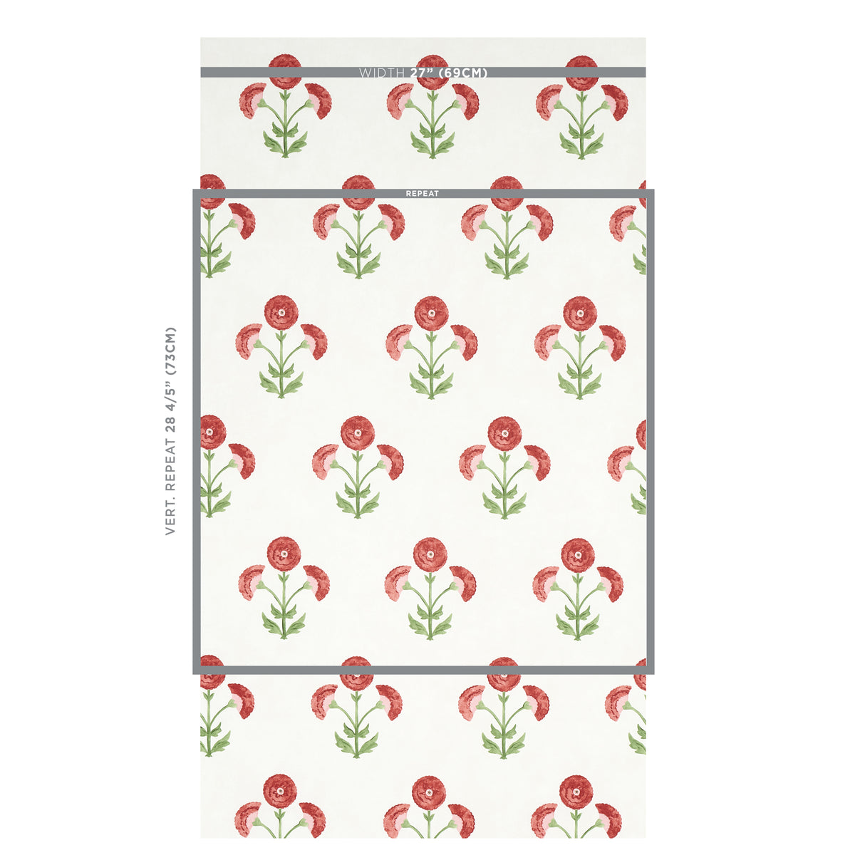 Schumacher Saranda Flower Cardinal Wallpaper - Eade's Wallpaper
