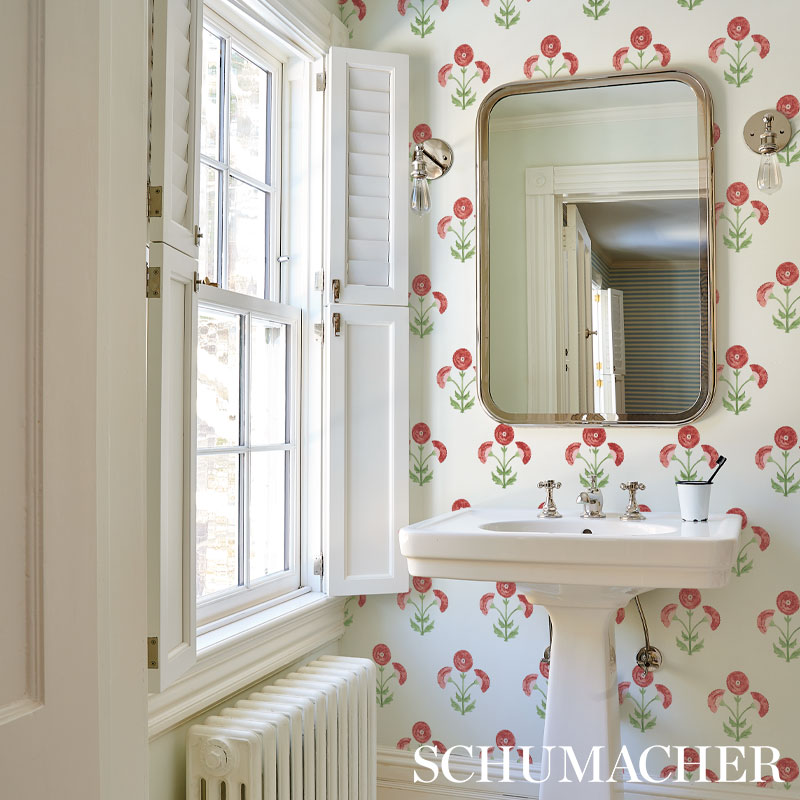 Schumacher Saranda Flower Cardinal Wallpaper - Eade's Wallpaper