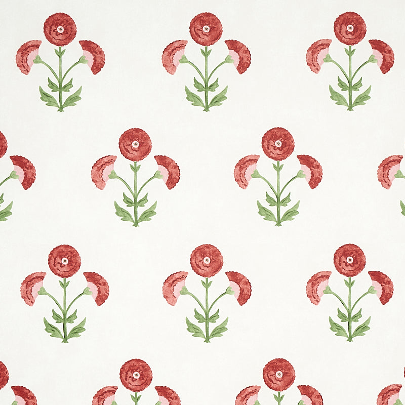 Schumacher Saranda Flower Cardinal Wallpaper - Eade's Wallpaper