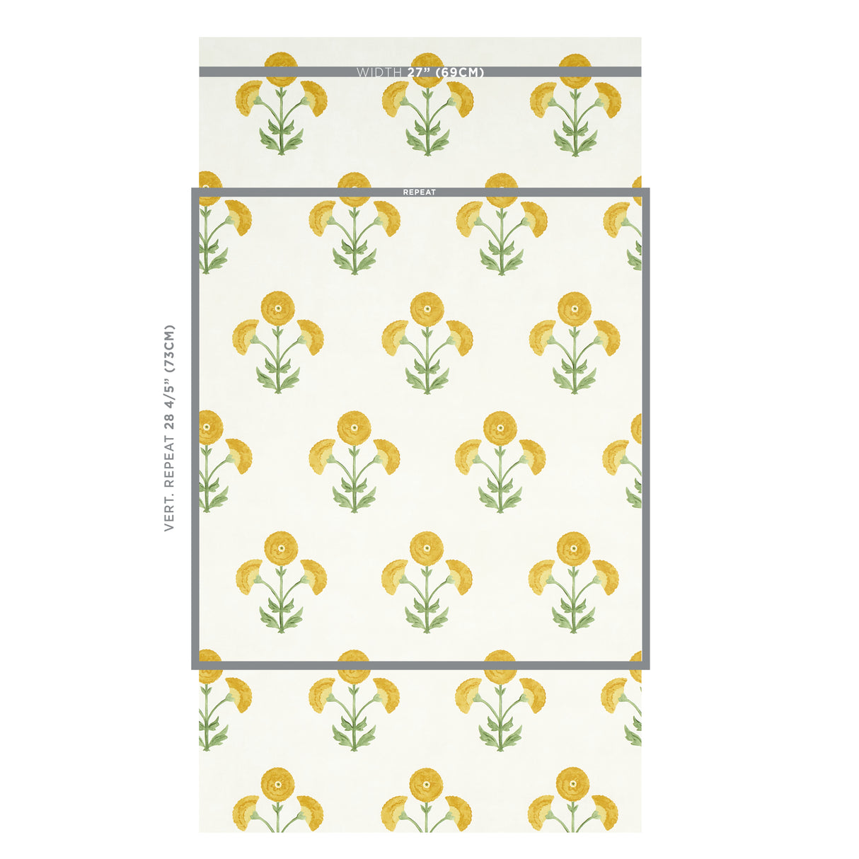 Schumacher Saranda Flower Marigold Wallpaper - Eade's Wallpaper