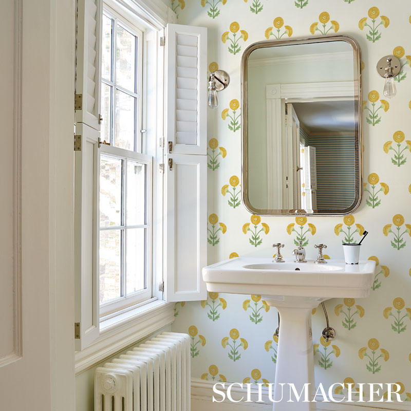 Schumacher Saranda Flower Marigold Wallpaper - Eade's Wallpaper