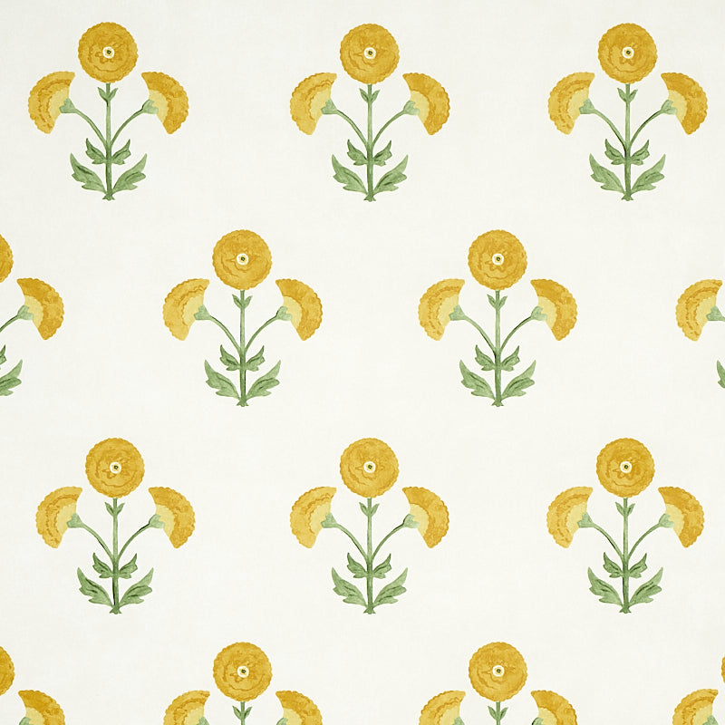 Schumacher Saranda Flower Marigold Wallpaper - Eade's Wallpaper