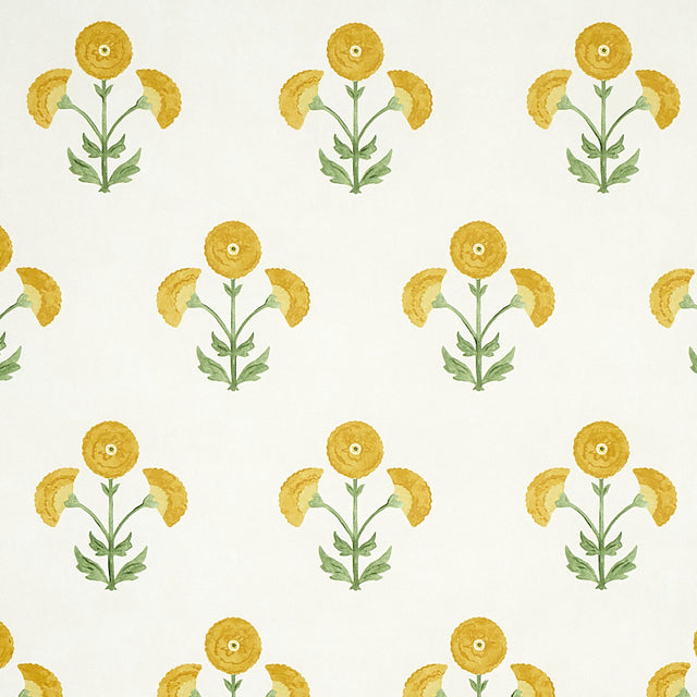 Schumacher Saranda Flower Marigold Wallpaper - Eade's Wallpaper