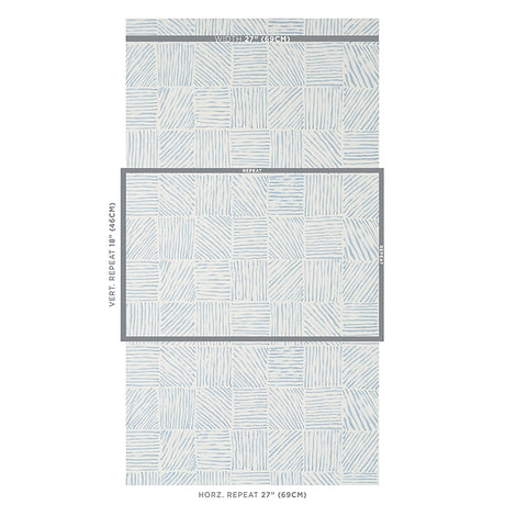 Schumacher Katama Blue On Ivory Wallpaper