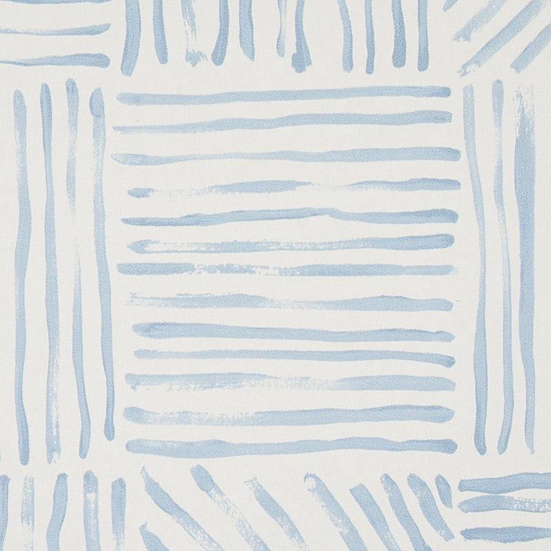 Schumacher Katama Blue On Ivory Wallpaper