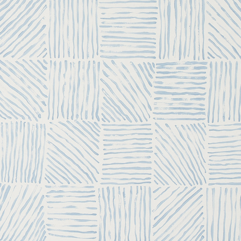 Schumacher Katama Blue On Ivory Wallpaper