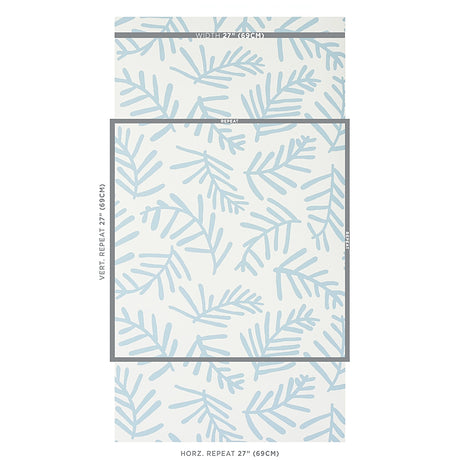 Schumacher Tiah Cove Blue Leaf Wallpaper - Eade's Wallpaper