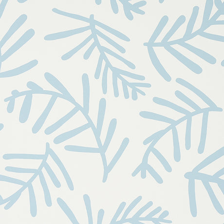 Schumacher Tiah Cove Blue Leaf Wallpaper - Eade's Wallpaper