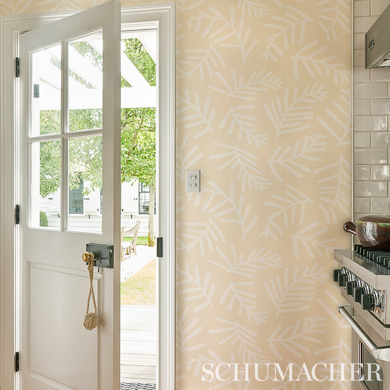 Schumacher Tiah Cove Ivory On Natural Wallpaper - Eade's Wallpaper