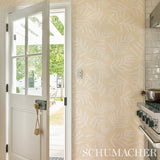 Schumacher Tiah Cove Ivory On Natural Wallpaper - Eade's Wallpaper