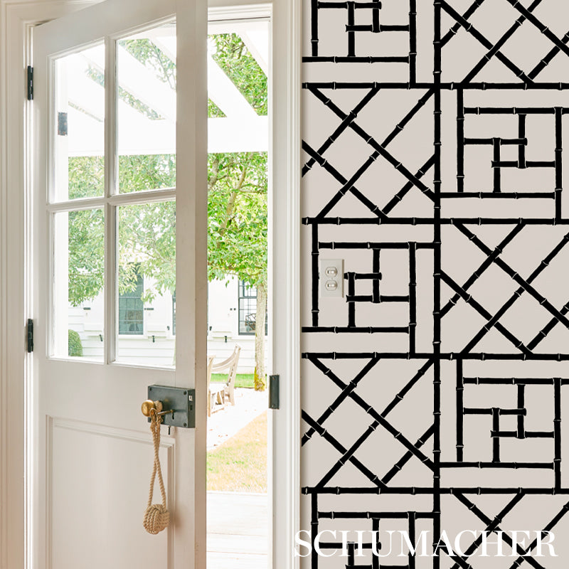 Schumacher Trellis Black Wallpaper