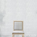 Schumacher Trousdale Metallic Platinum Blanc Wallpaper - Eade's Wallpaper