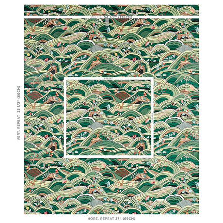 Schumacher Rolling Hills Green Wallpaper - Eade's Wallpaper